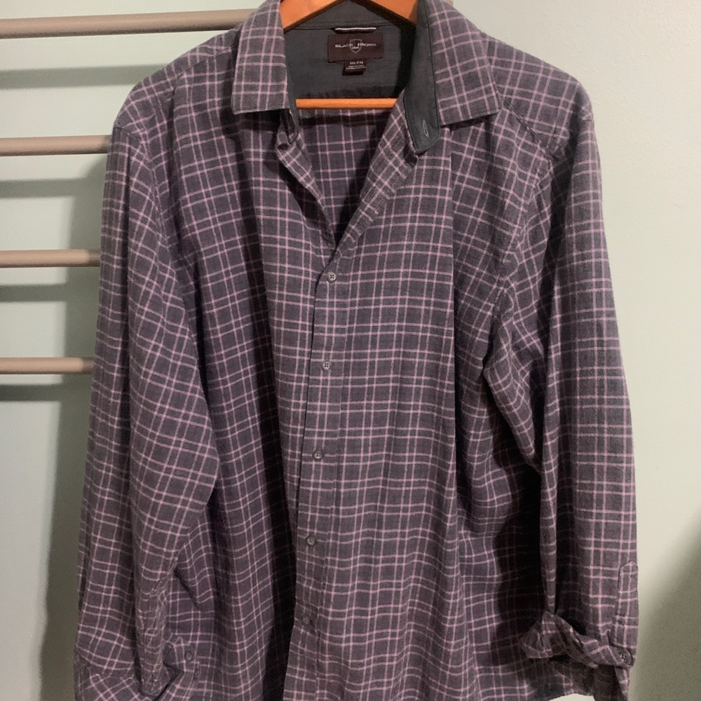 Black Brown 1826 Plaid linen shirt,